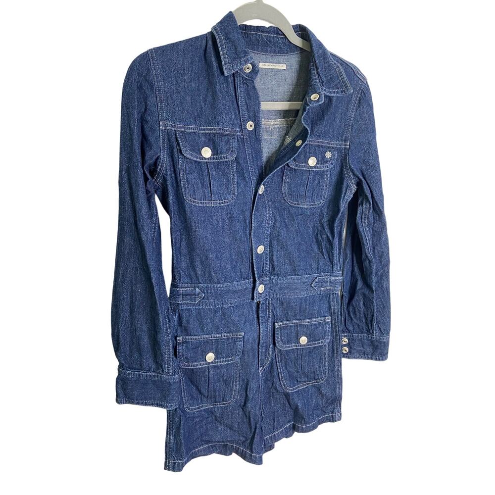 Alexa Chung for AG Loretta Denim Romper Long Sleeve Western Cowboy Country Small - Picture 4 of 8